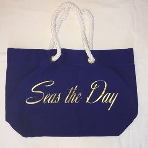 Trina Turk Seas The Day Navy Beach Tote! NWOT!